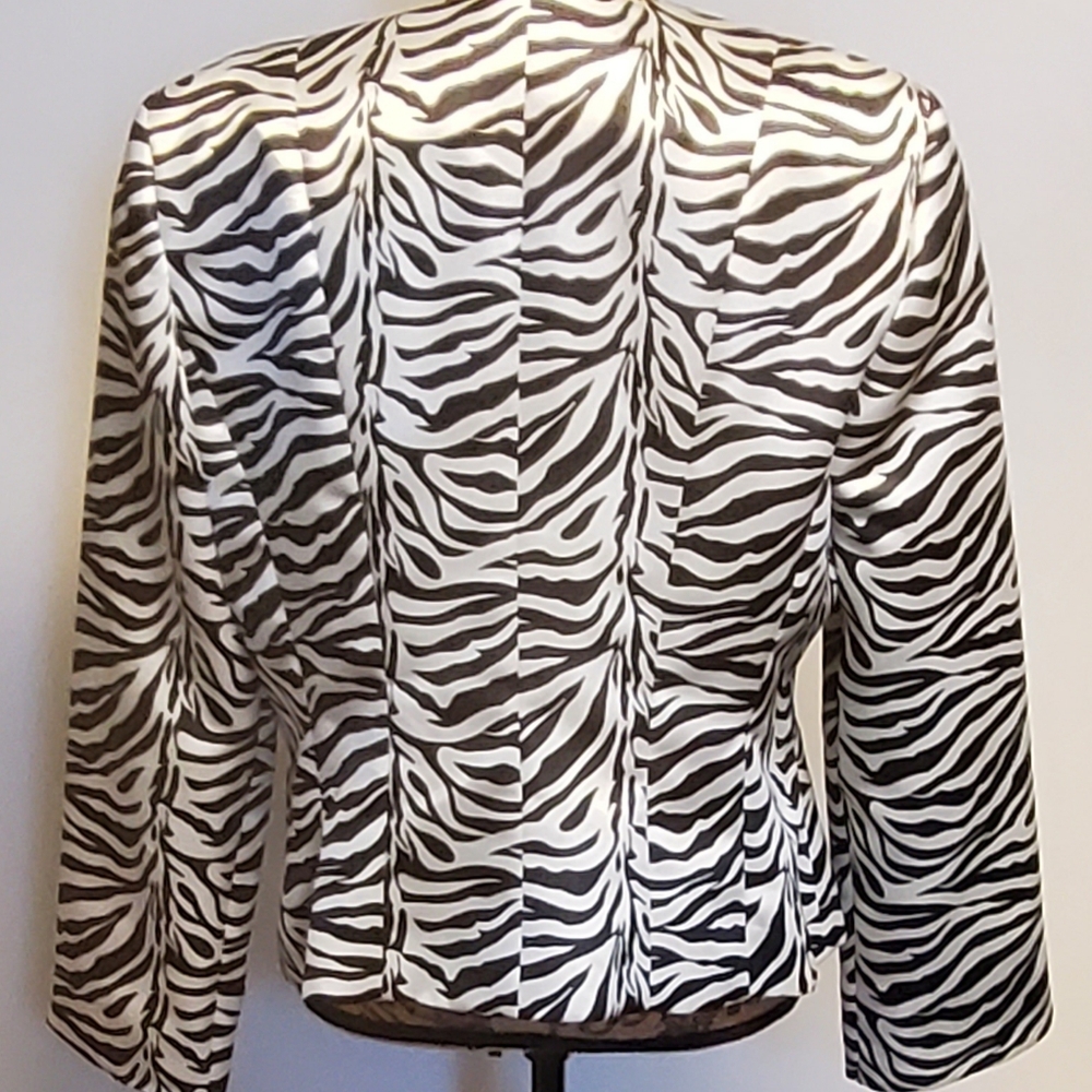 Vintage Parche Pairs Zebra Satin Zipper Blazer Jacket Size 14 Made in the USA - Picture 11 of 11